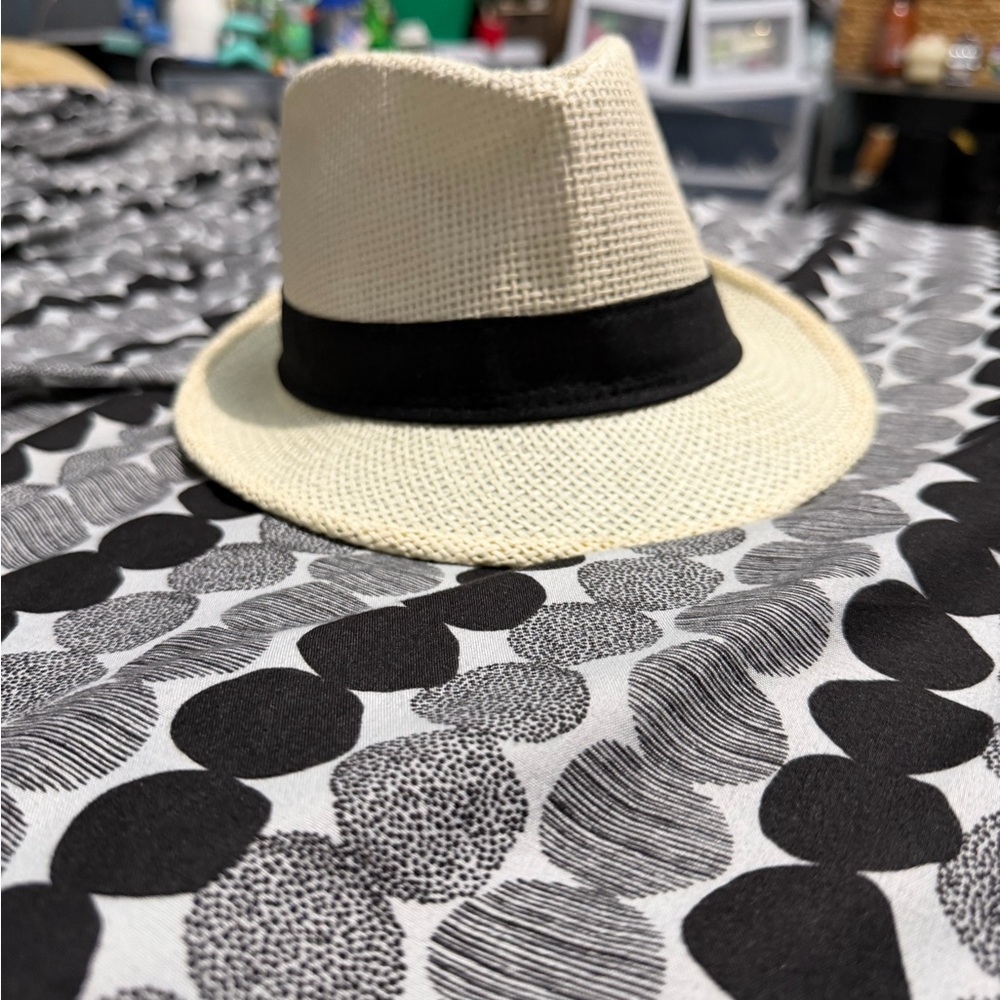 Stylish Cream Fedora Hat with Black Band